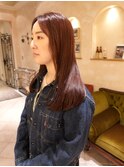 #セミロング・イルミナカラー暖色・コスメストレート・艶髪銀座