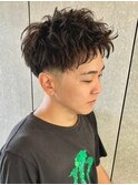 ジェットモヒカン束間ショートワンカールパーマニュアンスパーマ