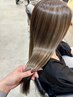 【白髪ぼかしハイライト】カット+脱白髪染めハイライト+艶カラー ¥15000