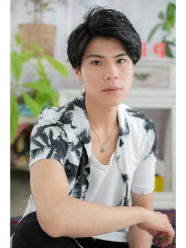 ミック ヘアアンドメイク アップ 駒込店(miq Hair&Make up) 黒髪ナチュラルアッシュくせ毛ラウンドマッシュb1