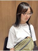"久保田"透明感カラーグレージュ切りっぱなしミディアム