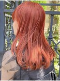 オレンジカラー  暖色カラー 切りっぱなし ロブ【Riku】