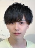 王道メンズマッシュショートニュアンスパーマ眉毛