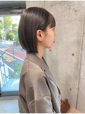 斜めバング/グレージュカラー/デザインカラー/シルキーベージュ