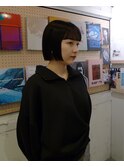 黒髪ボブぱっつん前髪ボブミニボブ切りっぱなしボブ