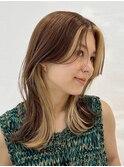 切りっぱなしボブエアリーロング美髪ピンクブラウン