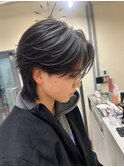 センターパートウルフ　シースルーマッシュウルフ　ウルフカット