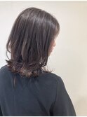 ミディアムレイヤー　ハイライトカラー　グレージュ