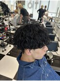 メンズパーマツイスパ波巻きスパイラルマッシュセンターパート