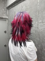 オーン(OOn)&nbsp;ラベンダー×ネオンピンク×ブラックのシャギーウルフ