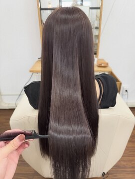 ユイマァル 倉敷店(YUIMARL) 20代30代ロング髪質改善ストレート縮毛矯正ブラウンピンク