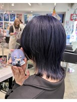 トーキョー オタクヘアー(TOKYO OTAKU HAIR) ダークネイビー ウルフカット ブリーチカラー ダブルカラー