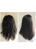 髪質改善と酸熱トリートメントで縮毛矯正と同じ様に癖が伸びる
