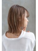 切りっぱなしボブ×ハイライトグラデーション×バレイヤージュ