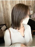 透明感オリーブベージュ 外国人風デザイン 切りっぱなし