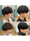 マッシュパーマ/ハイトーンカラー/前髪パーマ