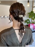 お呼ばれヘアアレンジ結婚式アレンジ髪ヘアセット編みおろしヘア