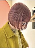 横浜ミルクティーピンクベージュタッセルボブ外ハネボブレイヤー