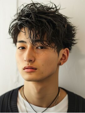 アース 天満橋店(HAIR & MAKE EARTH) 20代30代清潔感◎フェザーパーマ×センターパート韓国風