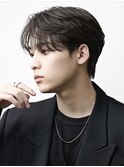 シースルーセンターパートウルフニュアンスパーマ黒髪