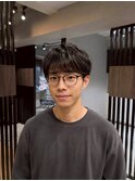 マレットヘアツイストスパイラルパーマフェード短髪コンマバング