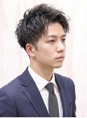 大人ビジネスアップバングツーブロック短髪清潔感ショート