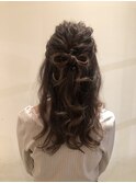 リボンのハーフアップ