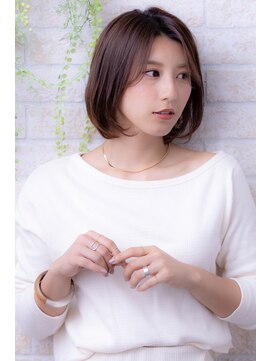 ヘアーアートシフォン 川口東口店(hair art chiffon) ピンクブラウンorグレーベージュの切りっぱなしボブ美髪ヘア