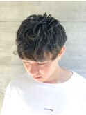 10代20代韓流☆ツイストパーマショートマッシュアッシュブラウン