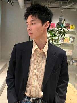 メンズサロン ブロック(Men's Salon bloc) 眉カット スパイキーショート 黒髪 アップバング 爽やか