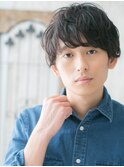 王道ブラックニュアンスパーマメンズカットf戸田公園