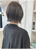 福山市美容室Caary 切りっぱなしボブ透明感グレージュカラー