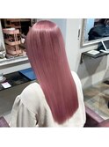 ロング髪質改善ブリーチピンクカラー