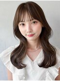 薄めバング前髪シースルーバング暗めカラーデザインカラー