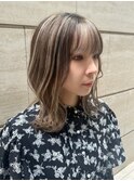 金髪ハイライトイヤリングカラーデザインカラーひし形くびれヘア