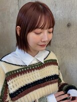 ガーデン 銀座(GARDEN)&nbsp;バーガンディ ワインレッド ボブ 顔まわりレイヤー 顔まわり