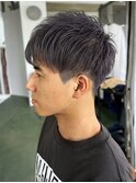 メンズカット ブリーチ アッシュグレー ツーブロック 10代 20代