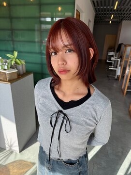 イェスオキナワ(yes okinawa) くびれレイヤーボブ×オレンジブラウン