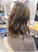 オリーブベージュ/オリーブグレージュ/巻き髪ロブ/20代30代40代