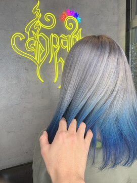 スパークスヘア(Sparks hair) シルバーからのブルーぐらでーしょん