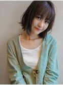 ゆるふわワンレンボブ×透明感グレージュ