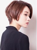 20代30代40代前下がり前髪なしハンサムショート小顔カット