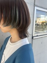 アチーブ ヘア デザイン(achieve hair design)&nbsp;ウルフカットブルーインナーカラー顔周りレイヤー小顔カット