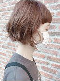 20代30代40代くせ毛風ボブパーマ丸みショート小顔カット抜け感
