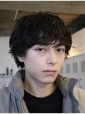 原宿シャドウパーマ緩めメンズマッシュウルフカットツーブロック