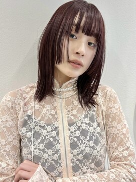 ラミエバイメルト 下北沢(lamie by melt) ブリーチなしダブルカラーピンクチェリーレッドレイヤーミディ