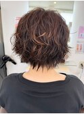 宇都宮ショートボブデジタルパーマ白髪ぼかしハイライト白髪染め