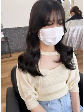 リコバイアフロート(riko by afloat) シースルーバング/アッシュブラック/レイヤーロング