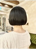 ボブ/ミニボブ/ぱつっとカット/縮毛矯正/ストレート/黒髪/銀座