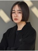 切りっぱなしボブ ダークカラー センターパート【天神/今泉】